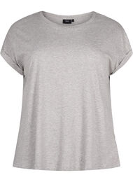 T-shirt met korte mouwen van katoenmix, Heather Grey Mél
