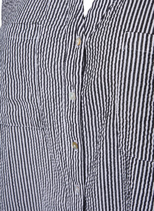 Katoenen overhemd met korte mouwen en strepen, Black Stripe, Packshot image number 2