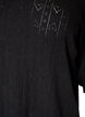Gebreide blouse met korte mouwen en pointellepatroon, Zwart, Packshot image number 2