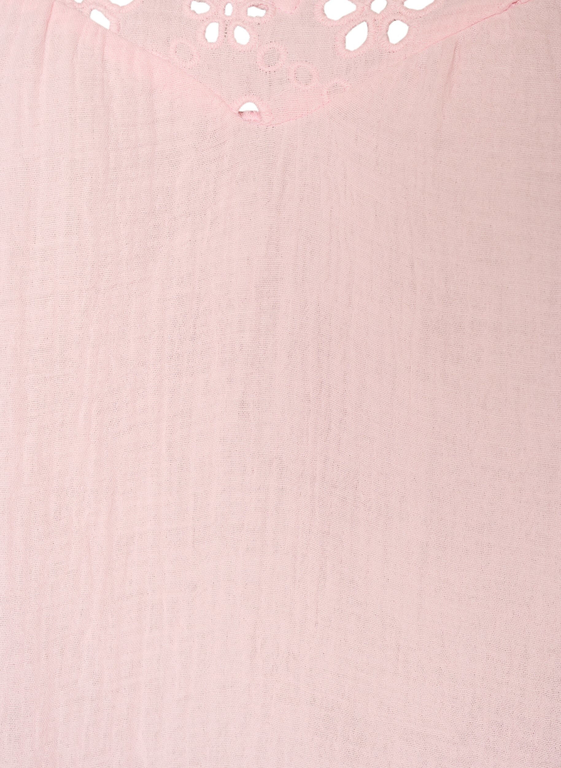 Zizzi Blouse in katoen mousseline met broderie anglaise en 1/2 mouwen, Roze, Packshot image number 2