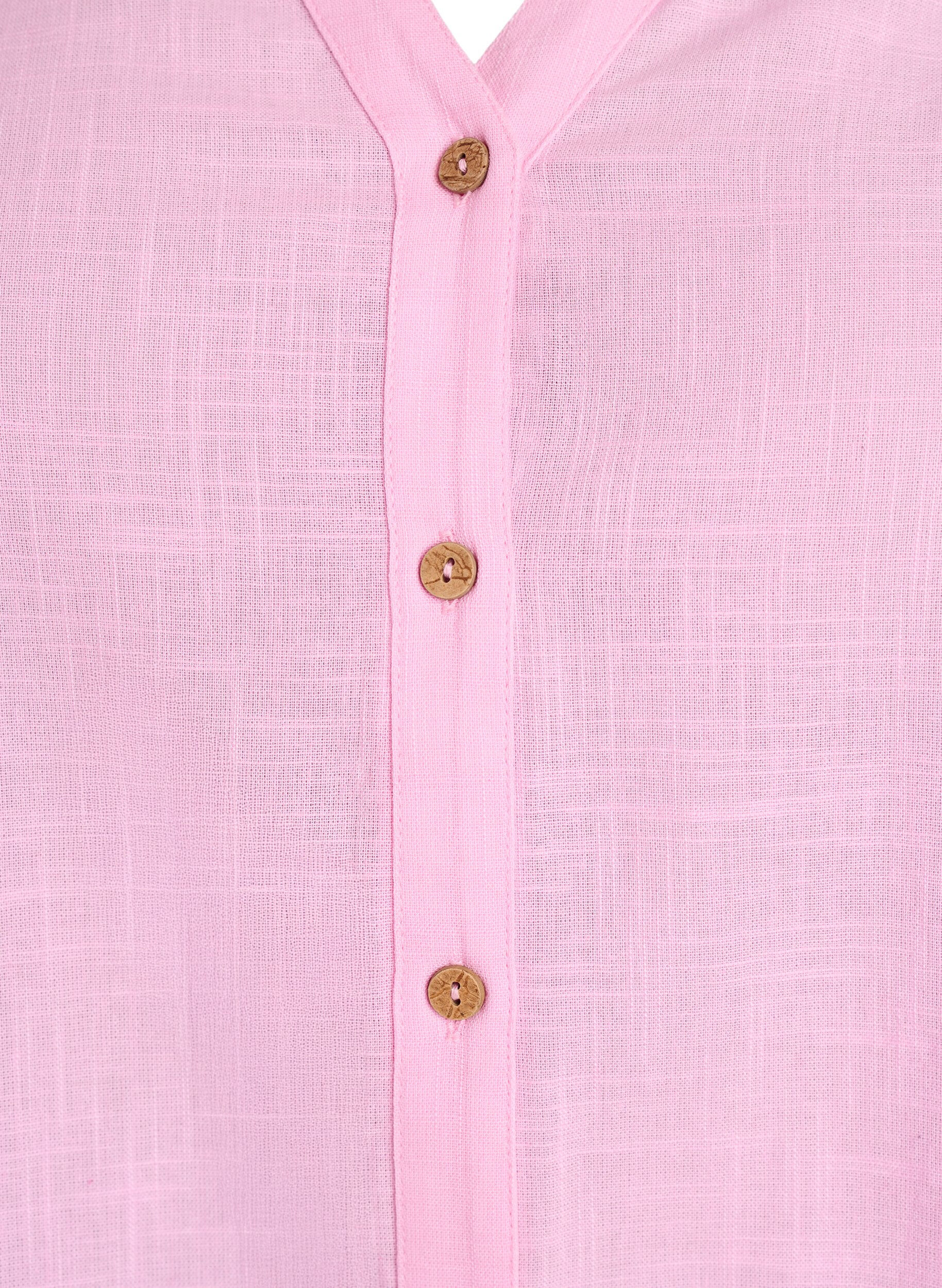 ZizziKatoenen blouse met V-hals, Roze, Packshot image number 2