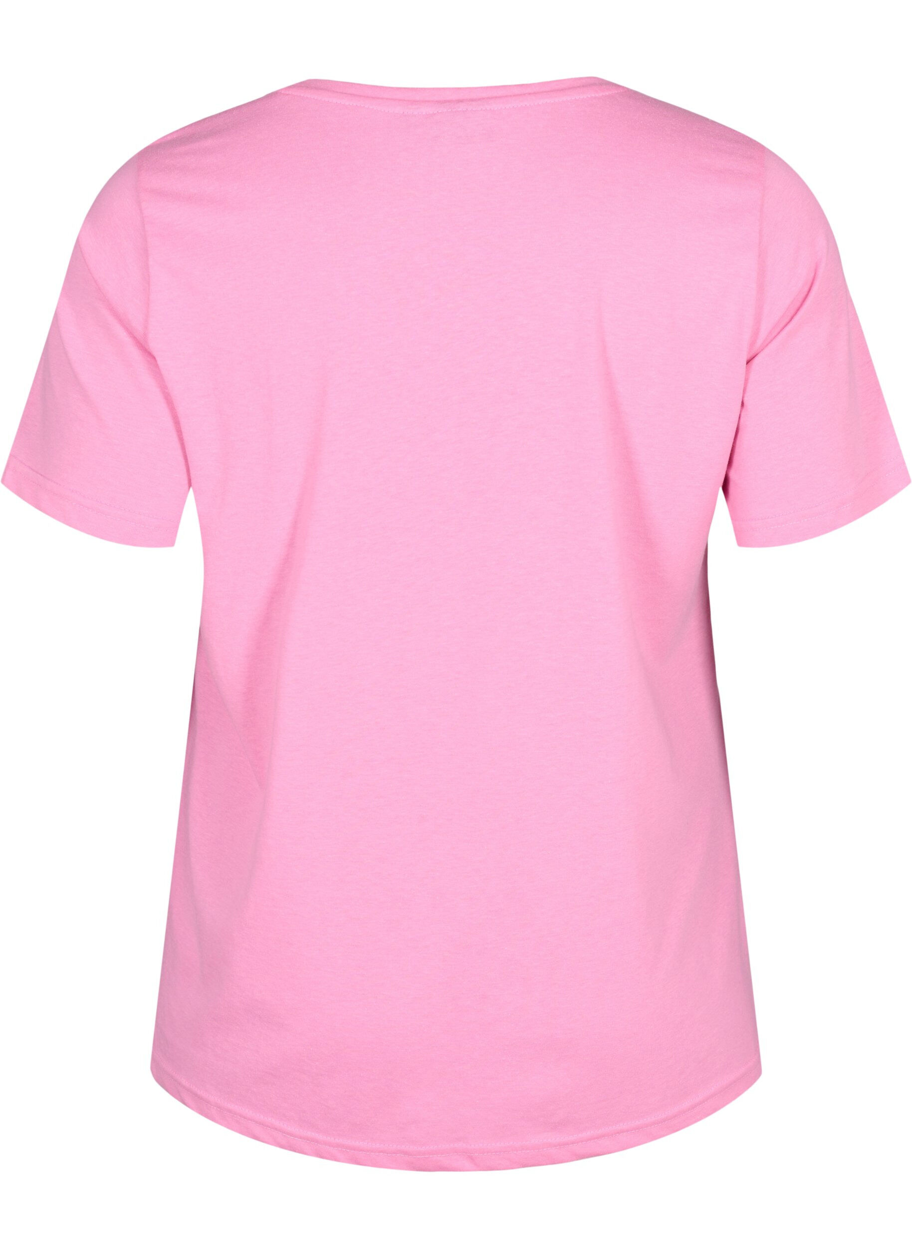 Zizzi FLASH - T-shirt met motief, Begonia Pink Always, Packshot image number 1