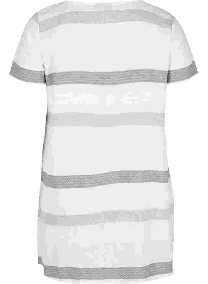 Gestreepte jurk met korte mouwen, White Stripe, Packshot image number 1
