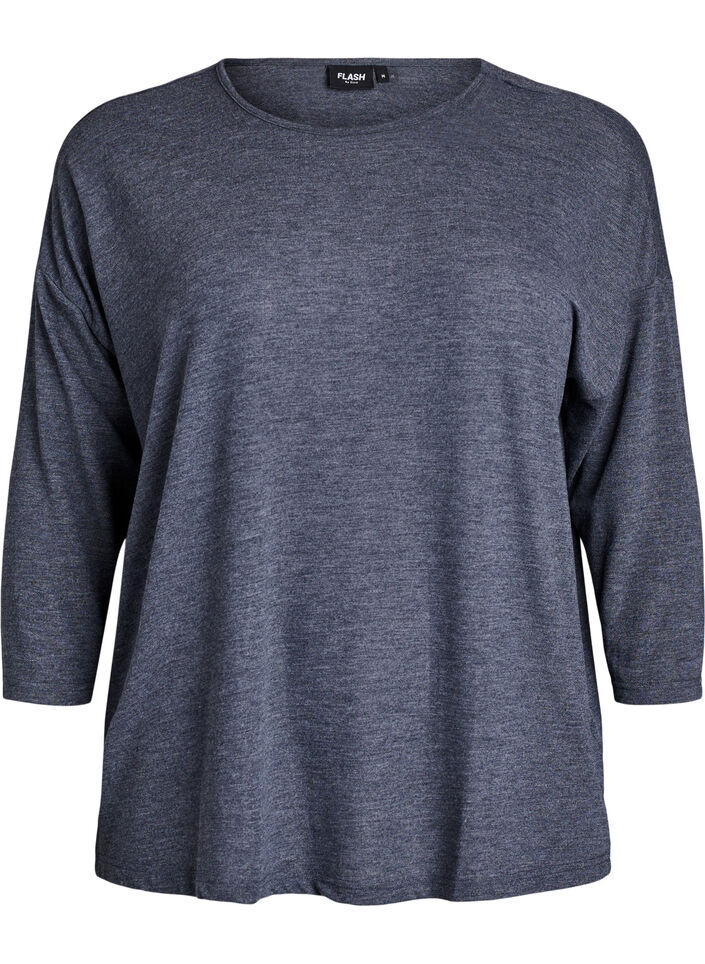 Jersey blouse met 3/4 mouwen, Grijs, Packshot image number 0