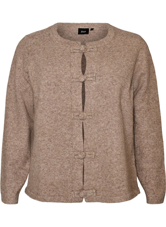 Cardigan met knoopsluitingen, Beige, Packshot image number 0