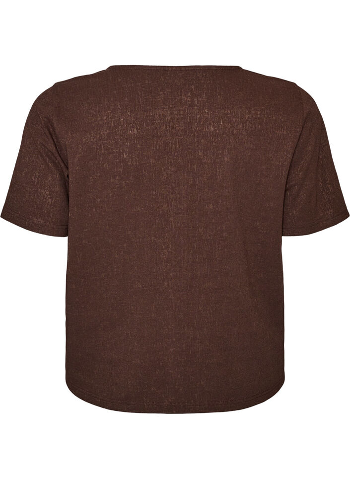 Katoenen blouse met structuur en knoopsluiting, Bruin, Packshot image number 1