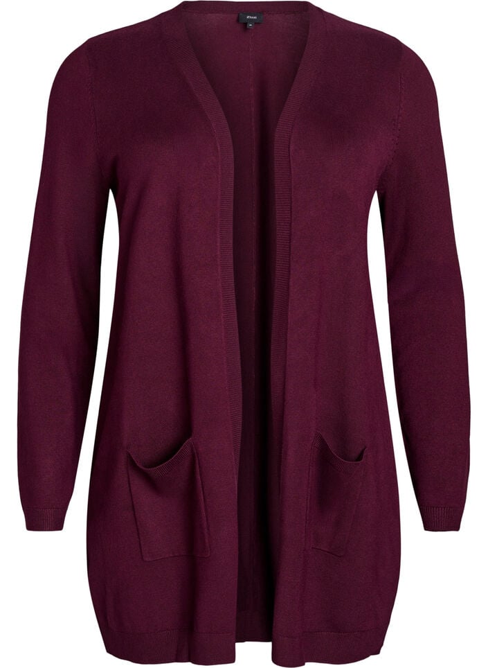Lang gebreid vest van een viscose mix, Rood, Packshot image number 0