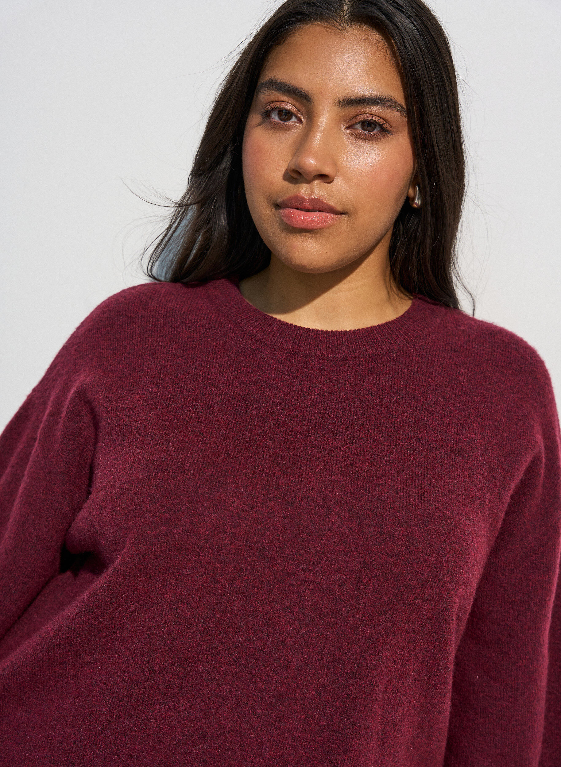 ZizziLos gebreide shirt met korte mouwen, Rood, Model image number 3