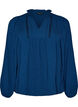 Blouse met V-hals en gehaakte sierband, Blauw, Packshot image number 0