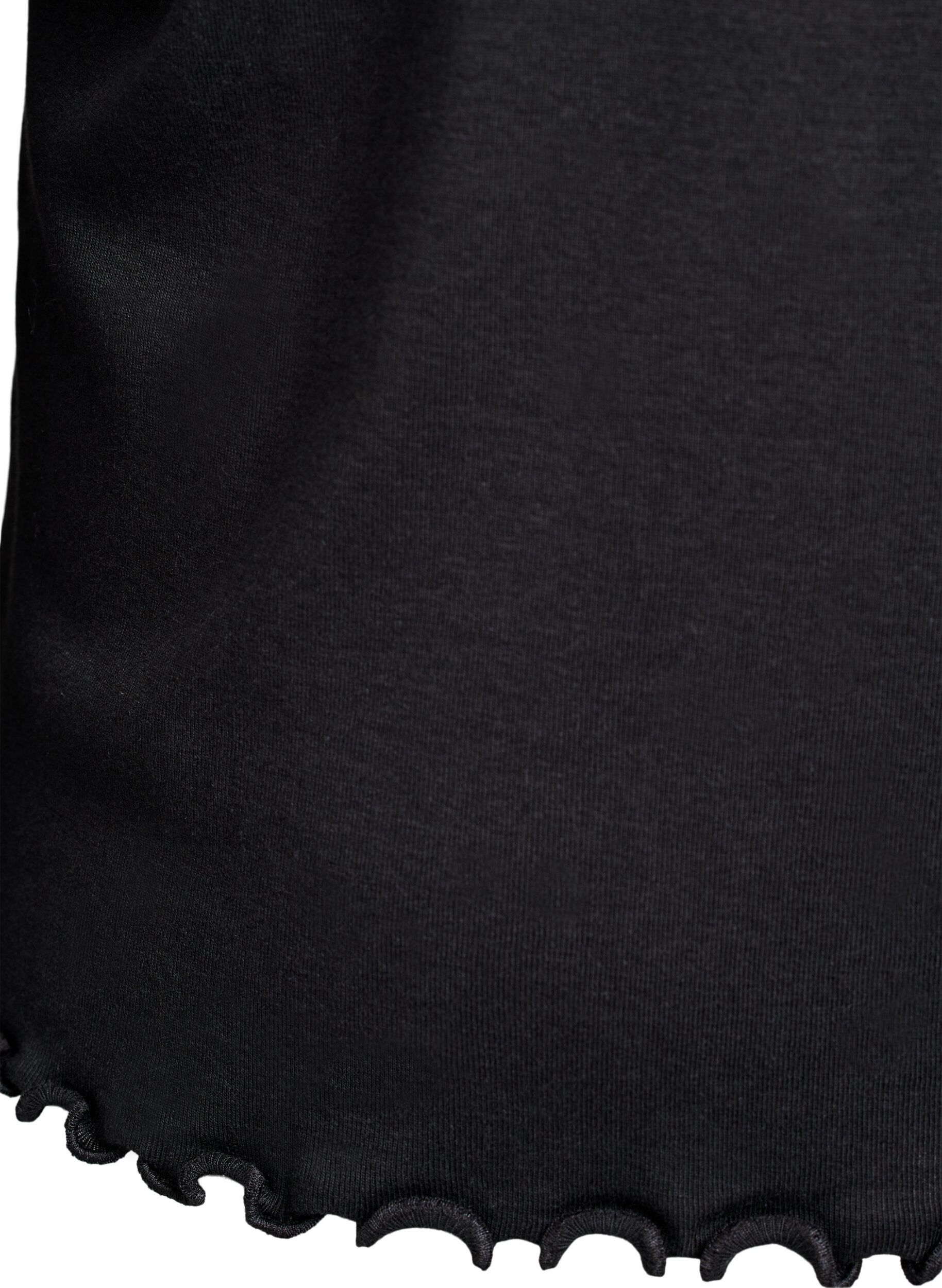 Zizzi Jersey blouse met knoopjes en golvende randen, Zwart, Packshot image number 3