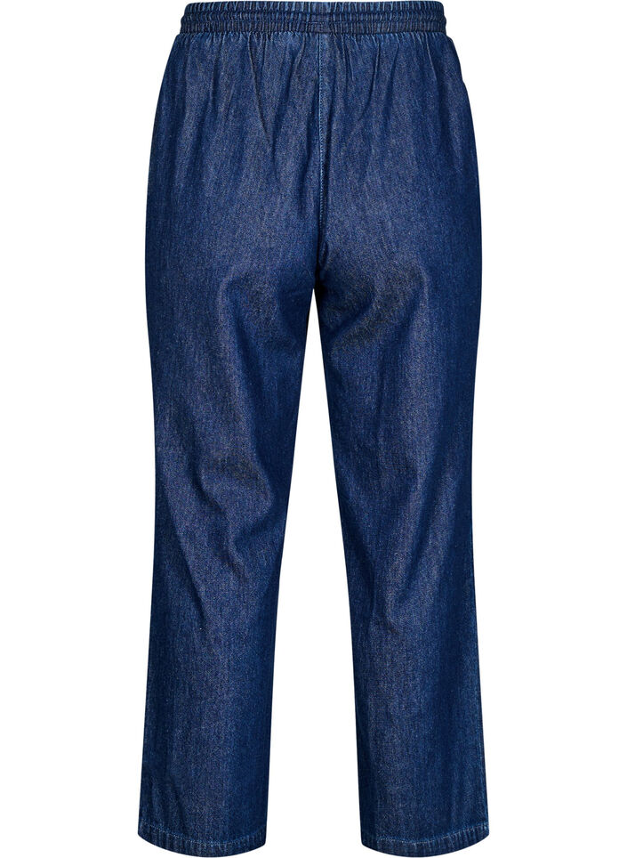 Jeans met rechte pasvorm en elastische taille, Blauw, Packshot image number 1
