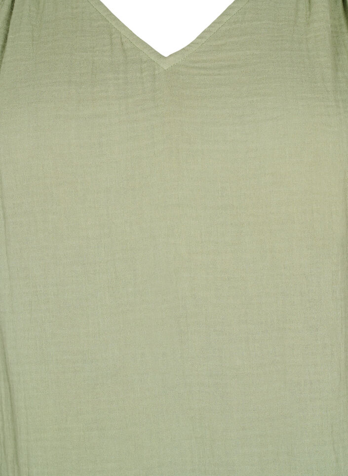 Mouwloze top van katoenen mousseline met ruches, Groen, Packshot image number 2