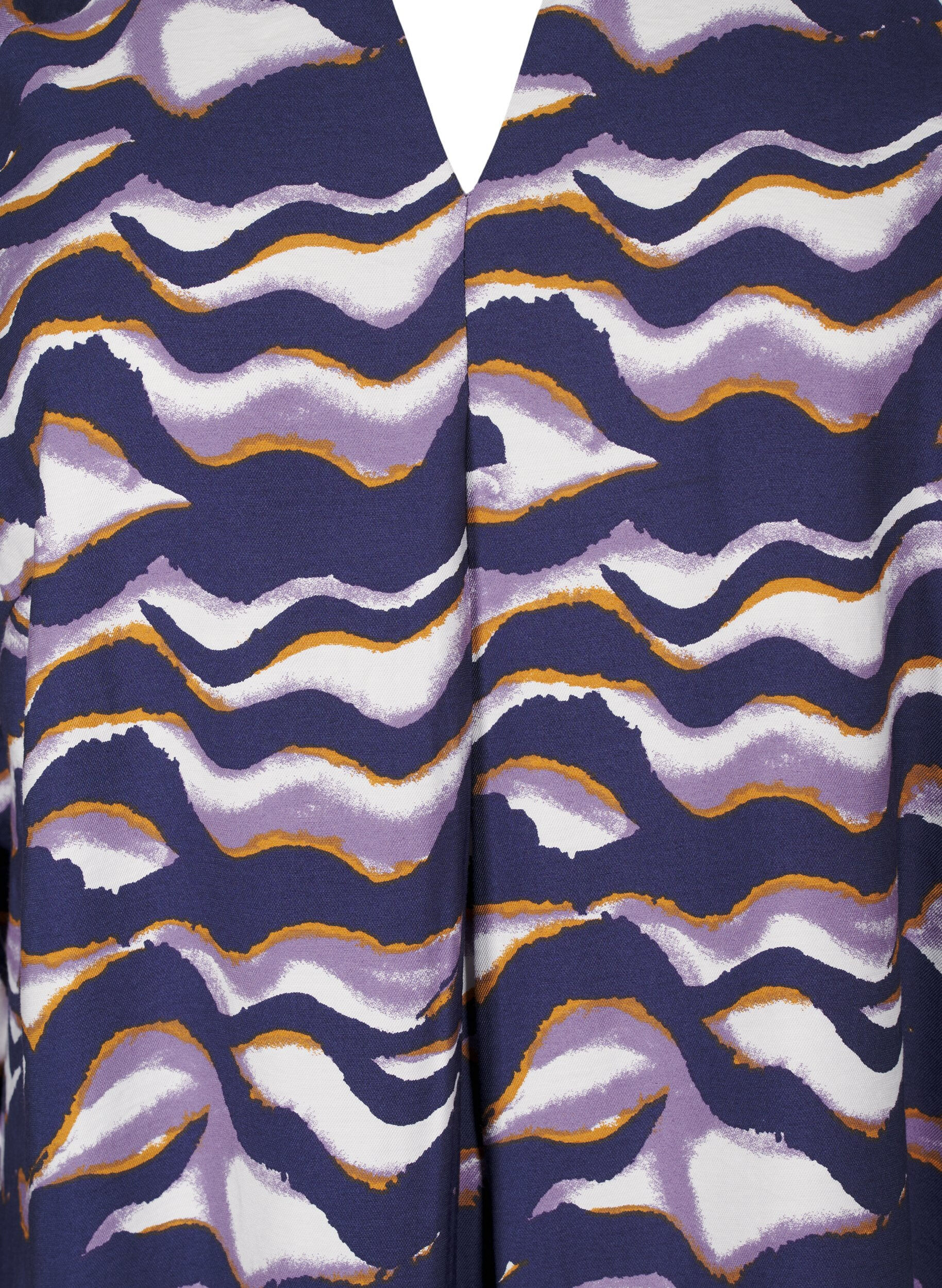 Zizzi Knielange jurk met print en A-lijn, Naval Academy AOP, Packshot image number 2