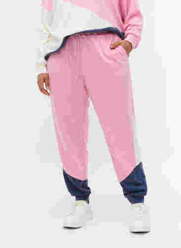 Sweatpants met colour block, C. Pink C. Blocking, Model image number 3