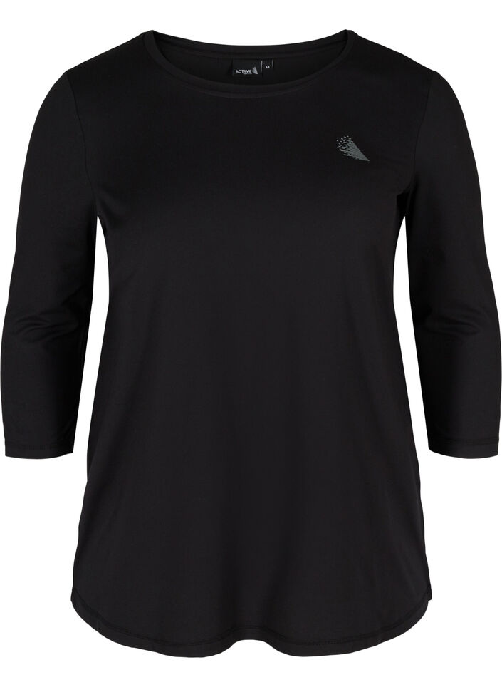 Trainingsblouse met 3/4-mouwen, Zwart, Packshot image number 0