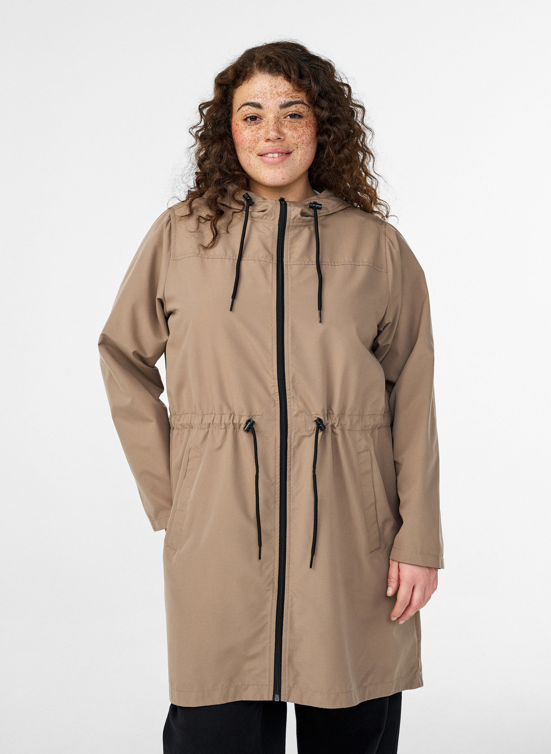 ZizziLichtgewicht parka met een capuchon, Bruin, Model image number 0