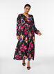 Maxijurk met overslaghals en lange mouwen, Zwart, Model image number 0