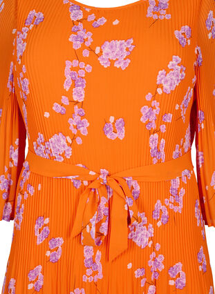 Bedrukte geplooide jurk met bindband, Exuberance Flower, Packshot image number 2
