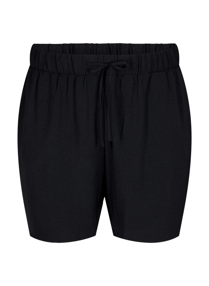 Korte broek met zakken en elastische tailleband, Zwart, Packshot image number 0