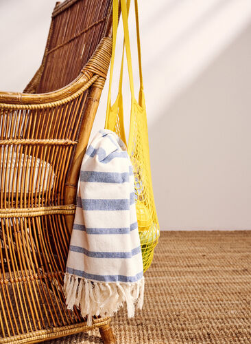Gestreepte hammam handdoek met franjes, Regatta Comb, Image image number 0