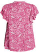Gedessineerde viscose blouse met ruches, Roze, Packshot image number 1