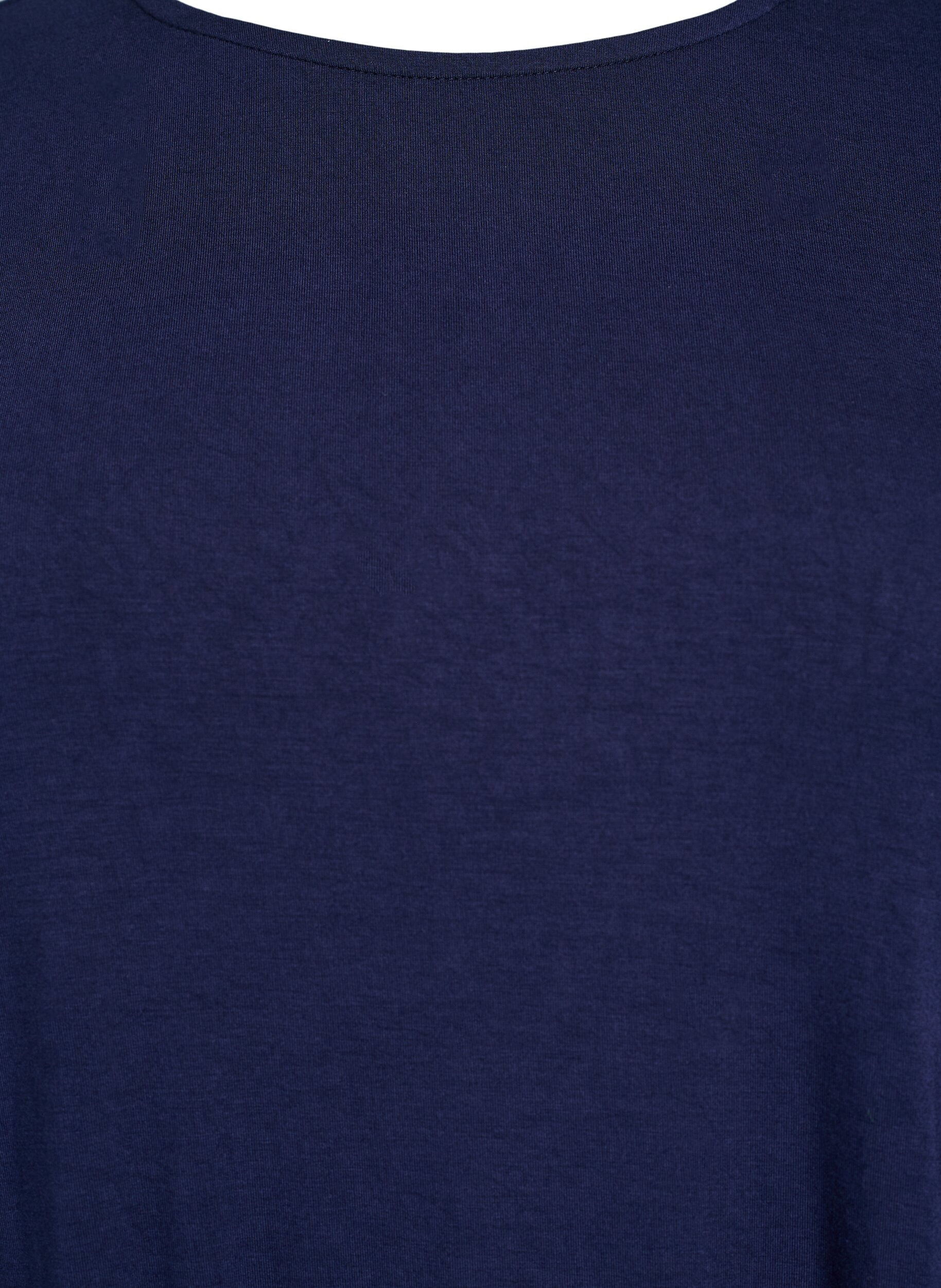 Zizzi Blouse met lange mouwen in een effen kleur, Blauw, Packshot image number 2