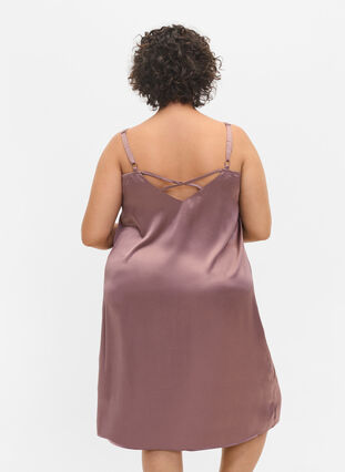 Mouwloze pyjama jurk met kant en rugdetail, Sparrow, Model image number 1