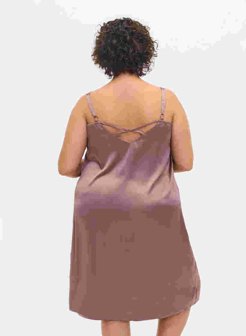 Mouwloze pyjama jurk met kant en rugdetail, Sparrow, Model image number 1