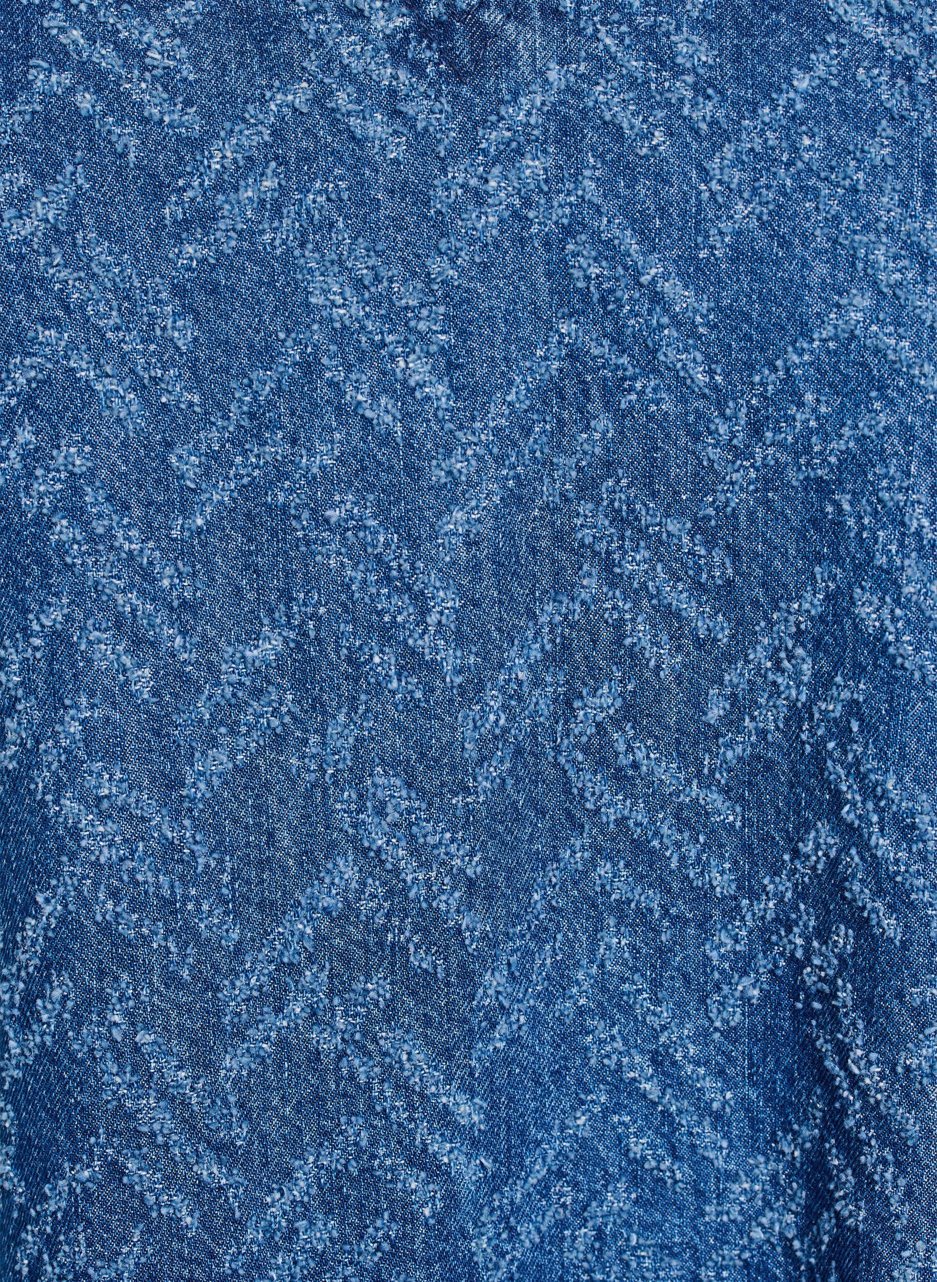 Zizzi Korte denimjurk met textuurpatroon, Blauw, Packshot image number 2
