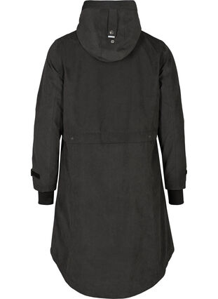Waterdichte jas met capuchon en verstelbare taille, Black, Packshot image number 1