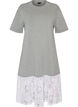 Losse T-shirt jurk met kanten afwerking, Grijs, Packshot image number 0