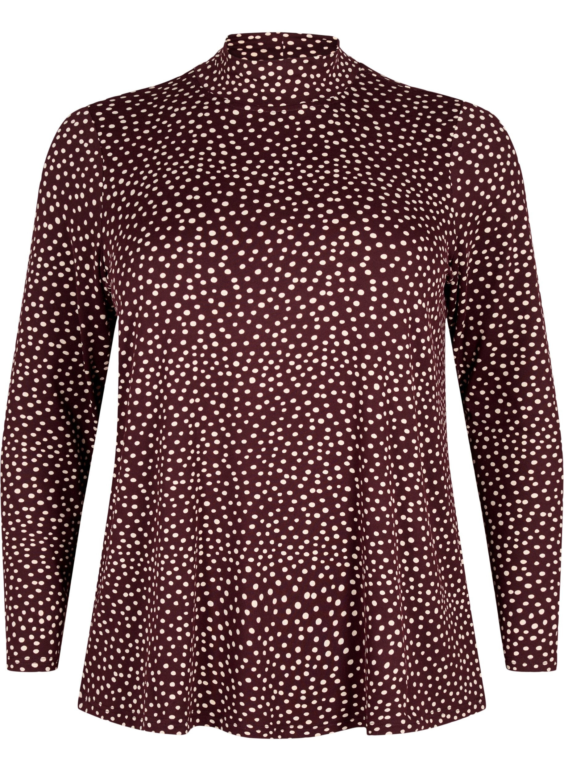 Zizzi FLASH - Blouse met lange mouwen en col, Donker Bordeaux, Packshot image number 0