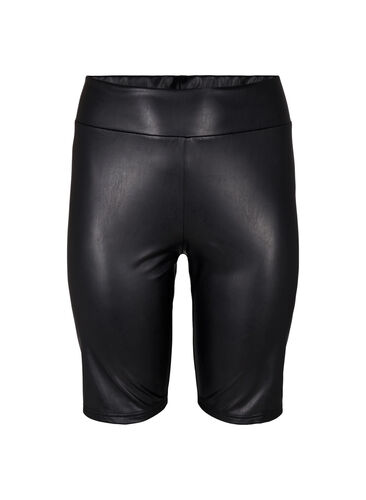 Glimmende nauwsluitende shorts met hoge taille, Black, Packshot image number 0