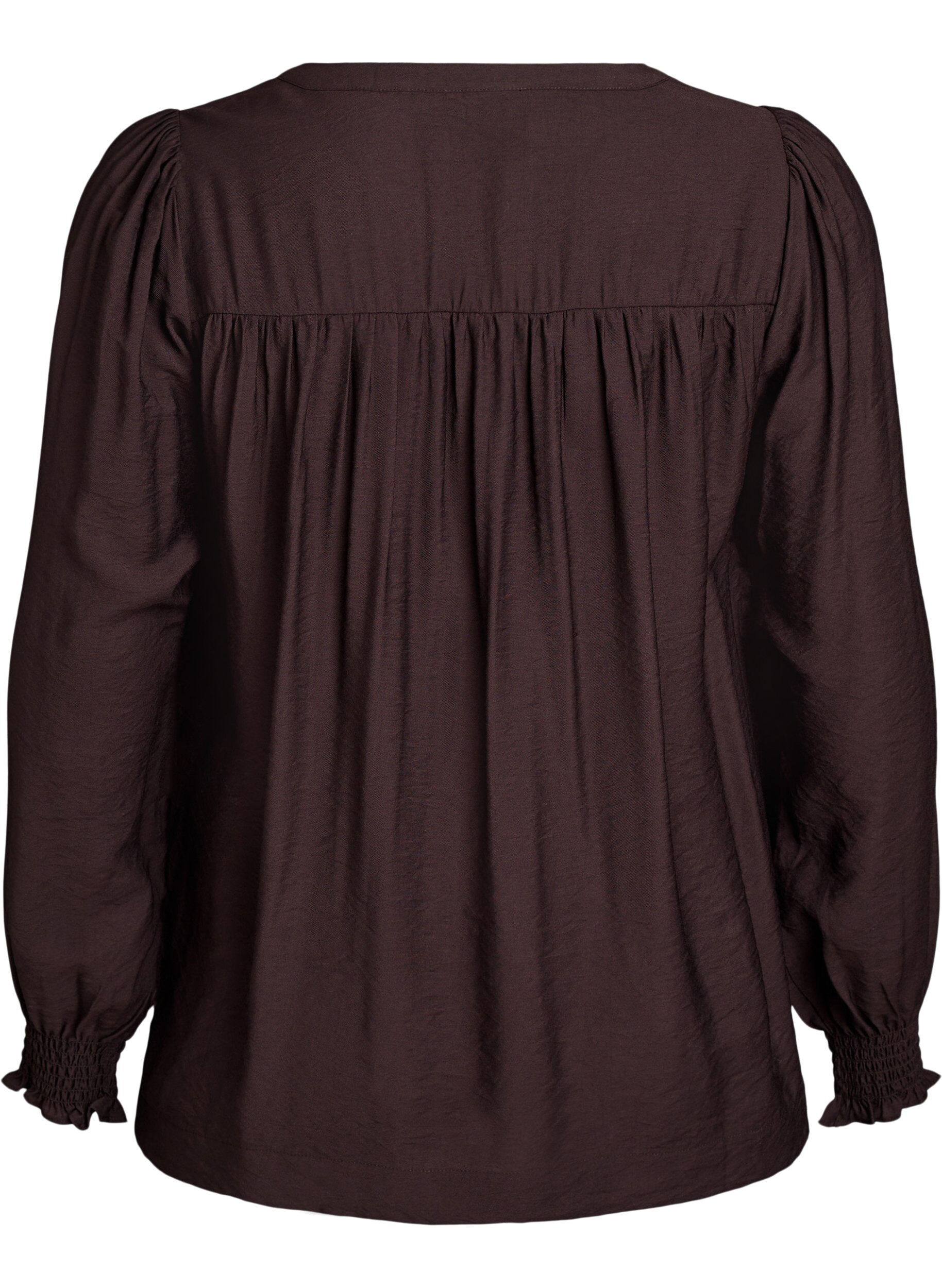 Zizzi Viscose blouse met smock en geplooide details, Bruin, Packshot image number 1