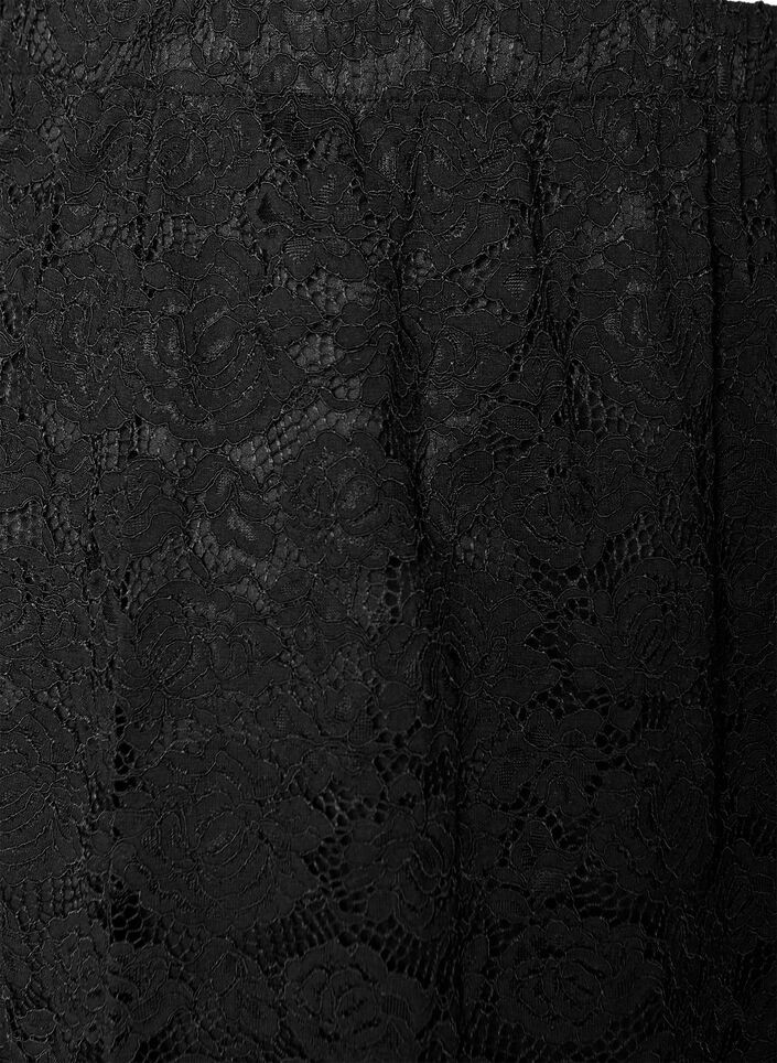 Kanten midirok met een elastische tailleband, Zwart, Packshot image number 2