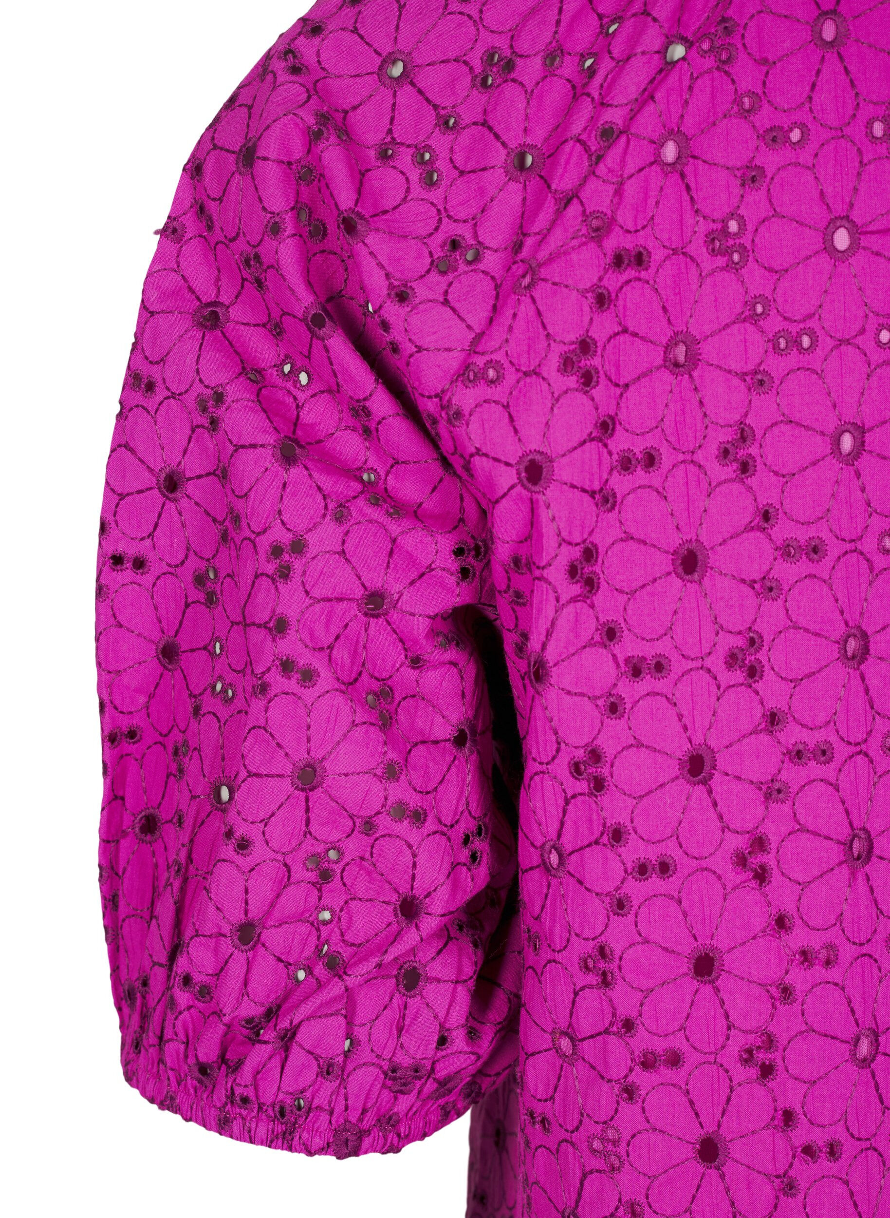 Zizzi Blouse met geborduurd bloemenpatroon, Paars, Packshot image number 3