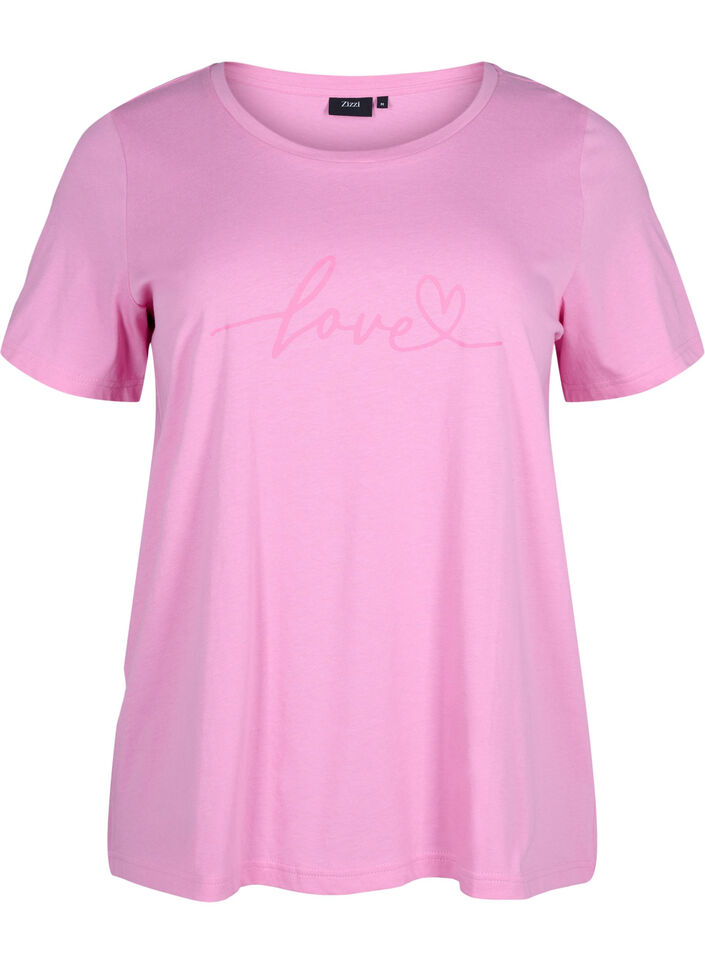 Katoenen T-shirt met ronde hals en print, RoseBloom W. Love, Packshot image number 0