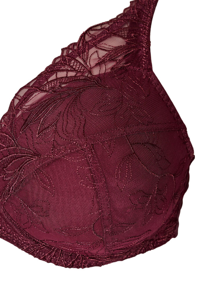 Gewatteerde kanten beha met beugel, Rood, Packshot image number 2