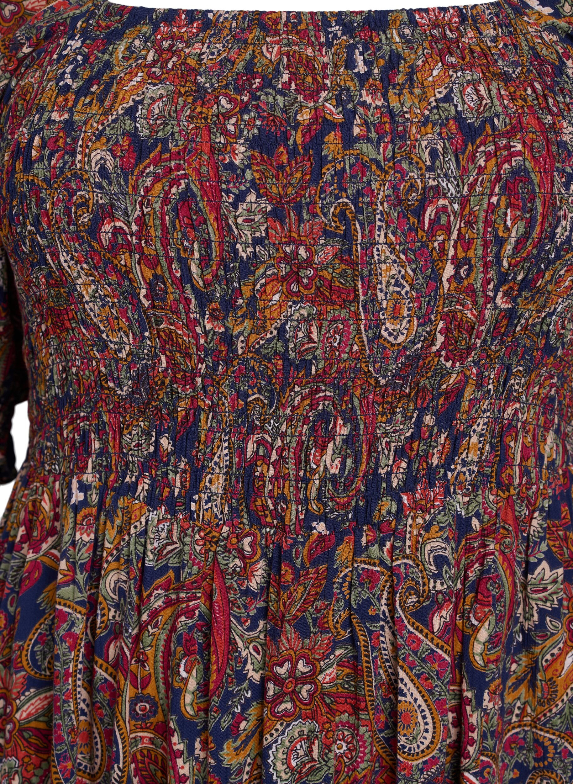 ZizziZomerjurk in viscose met paisley print, Blauw, Packshot image number 2