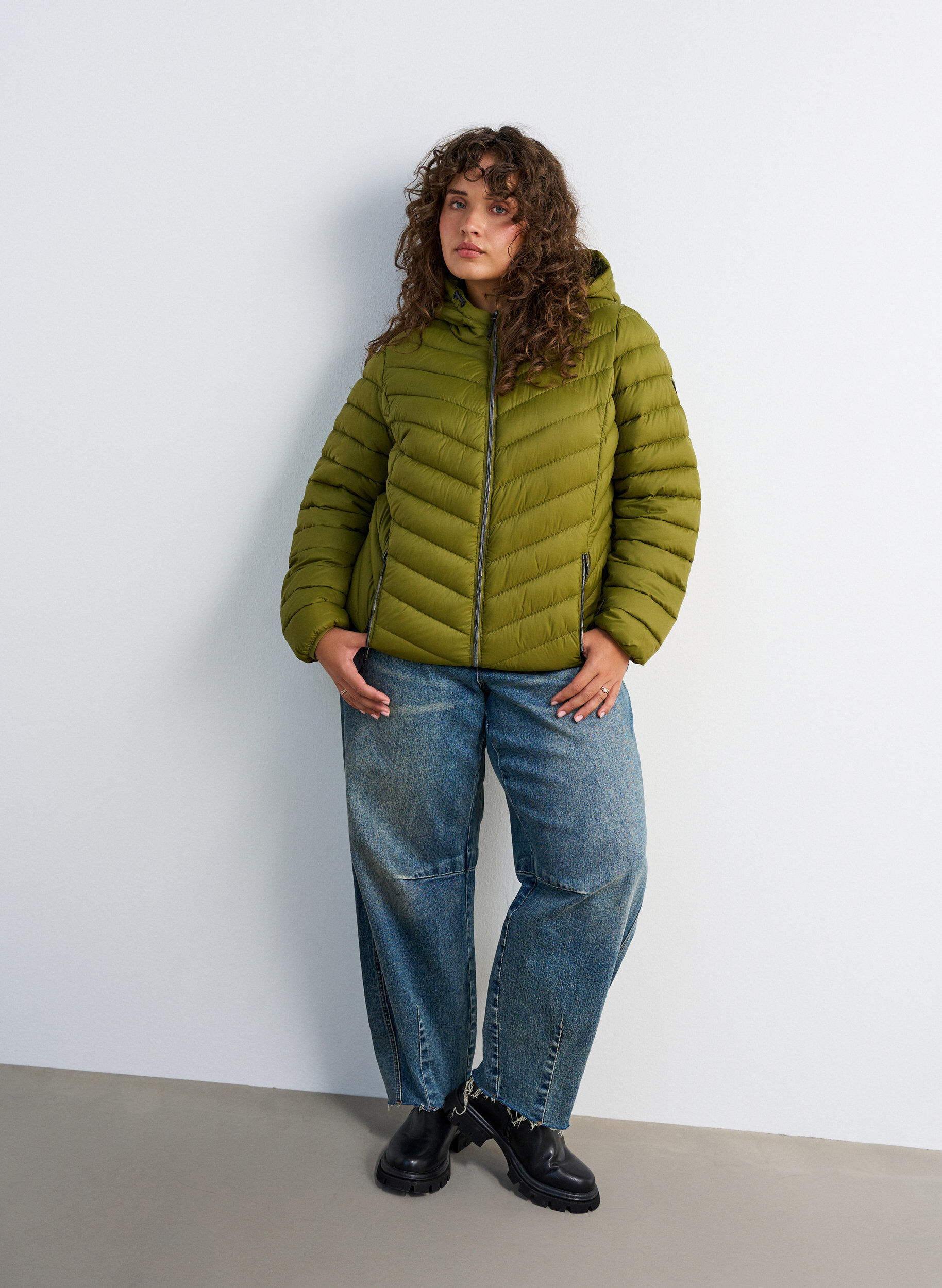 ZizziLichtgewicht jas met capuchon, Groen, Model image number 1