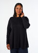 Gebreide blouse gemaakt van katoen en viscose., Zwart, Model image number 0