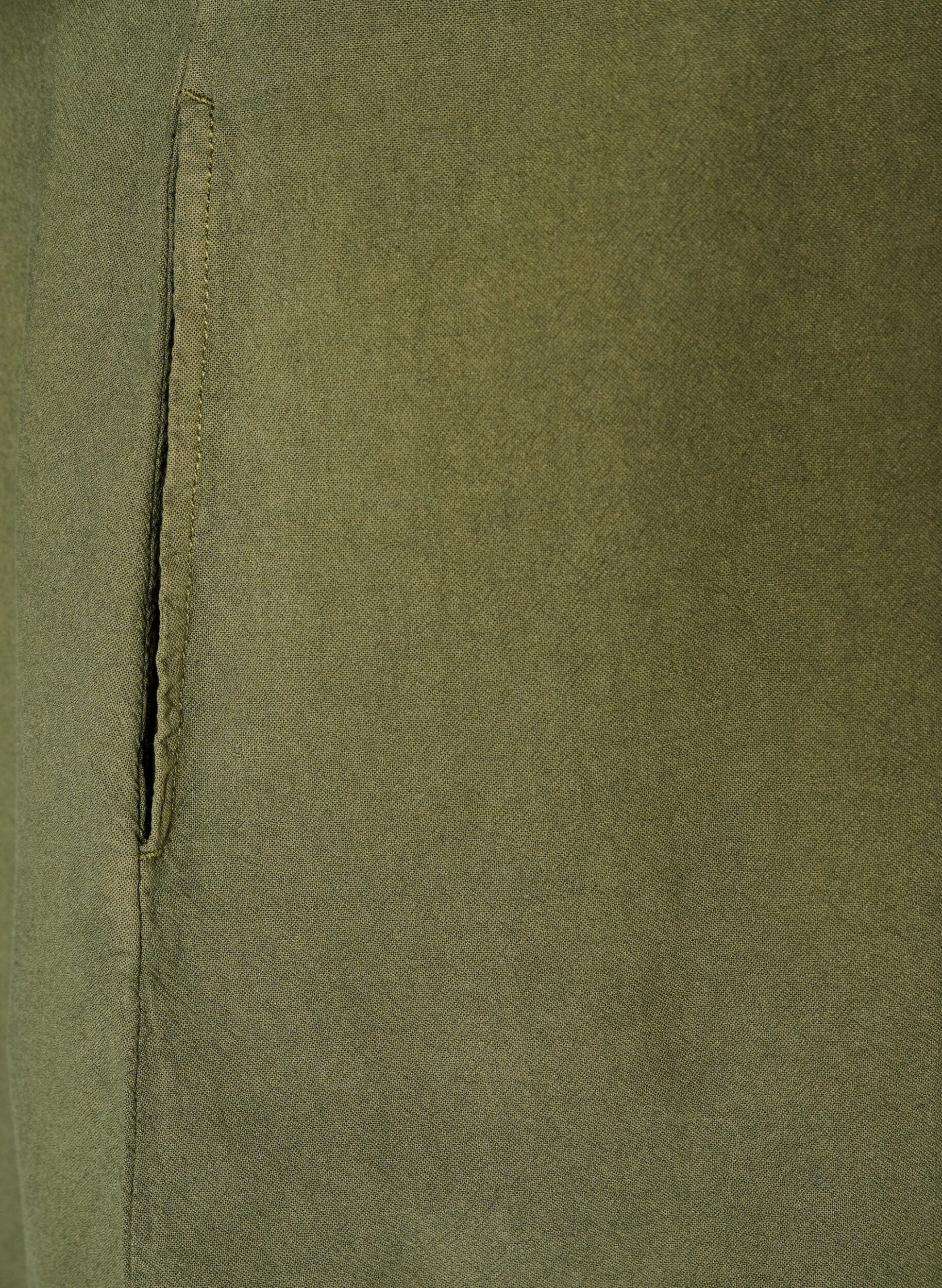 ZizziKatoenen jurk met korte mouwen en zakken, Groen, Packshot image number 3