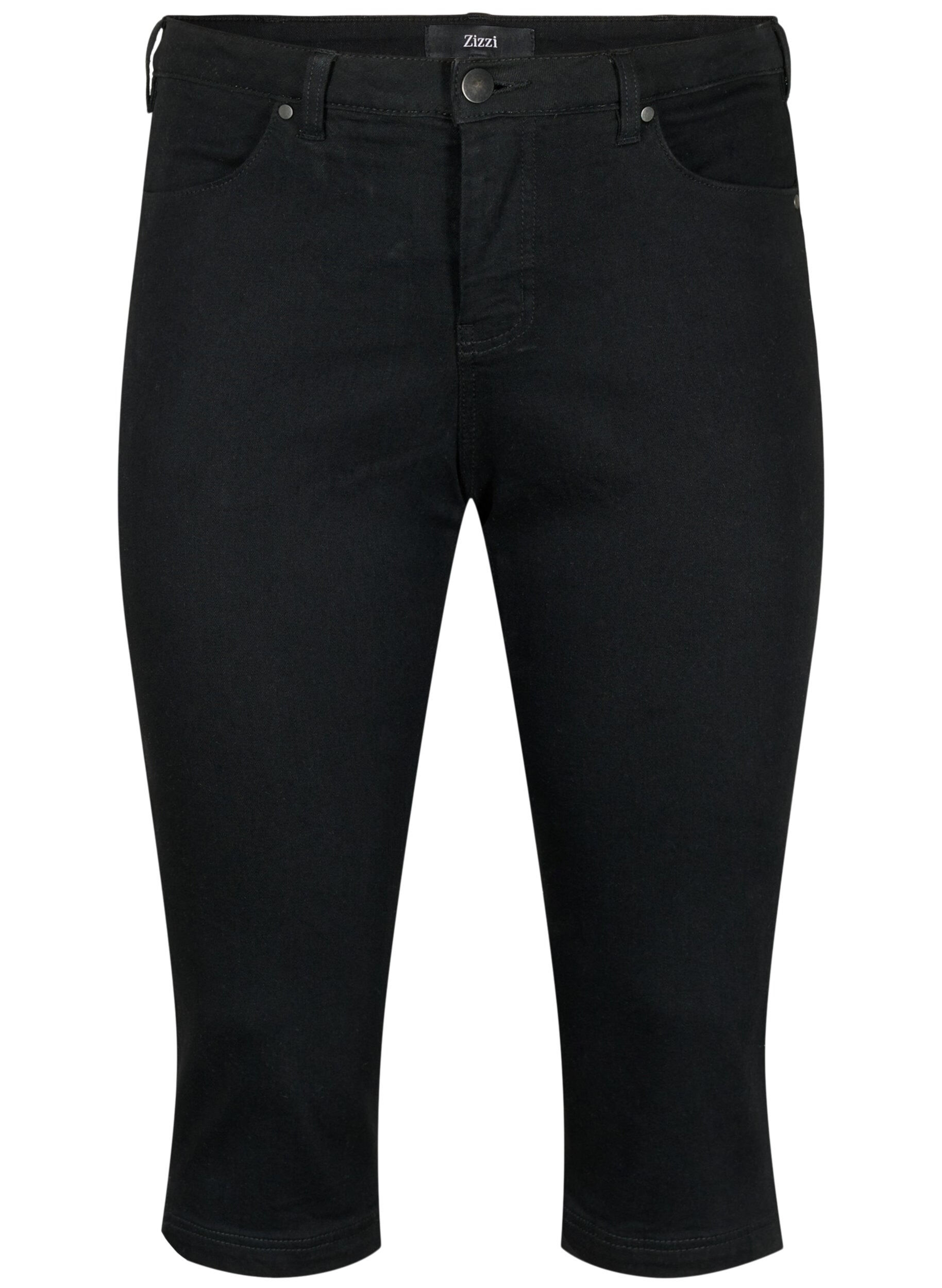 Zizzi Emily slim-fit denim capribroeken, Black, Packshot image number 0