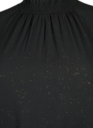 FLASH - Blouse met lange mouwen, smok en glitter	, Black w. Silver, Packshot image number 2