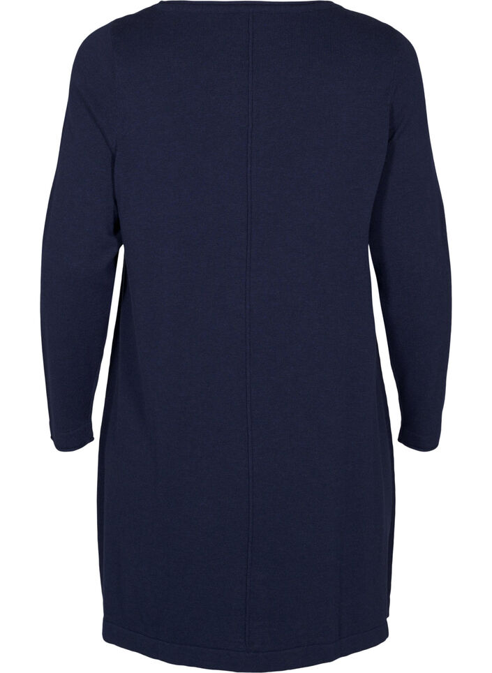 Gebreide jurk in katoen-viscose blend, Blauw, Packshot image number 1