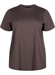 Basic katoenen T-shirt met ronde hals, Bruin