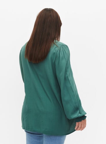 Viscose shirt blouse met met lange mouwen, Sea Pine, Model image number 1