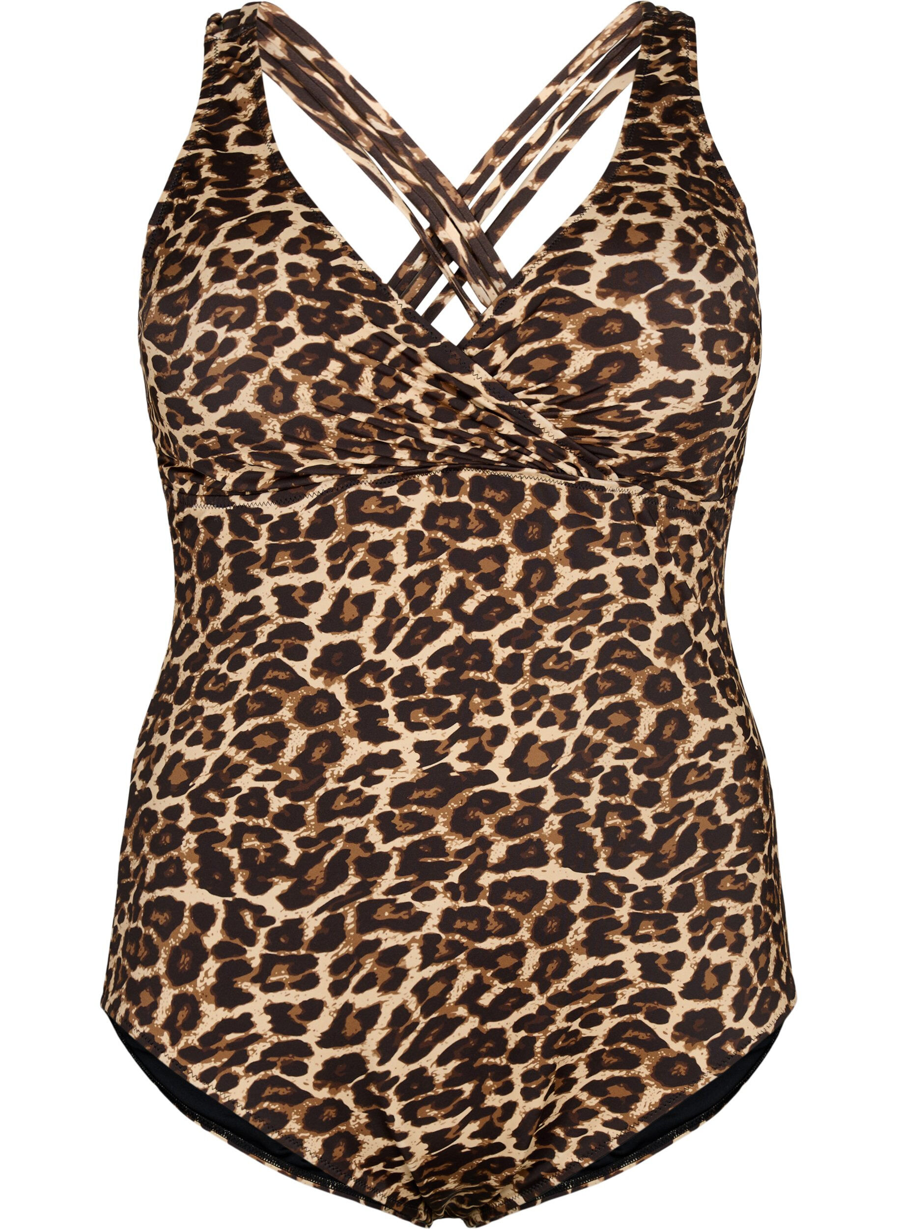 Zizzi Badpak met gekruiste rug en uitneembare inzetstukken, Leopard Print, Packshot image number 0