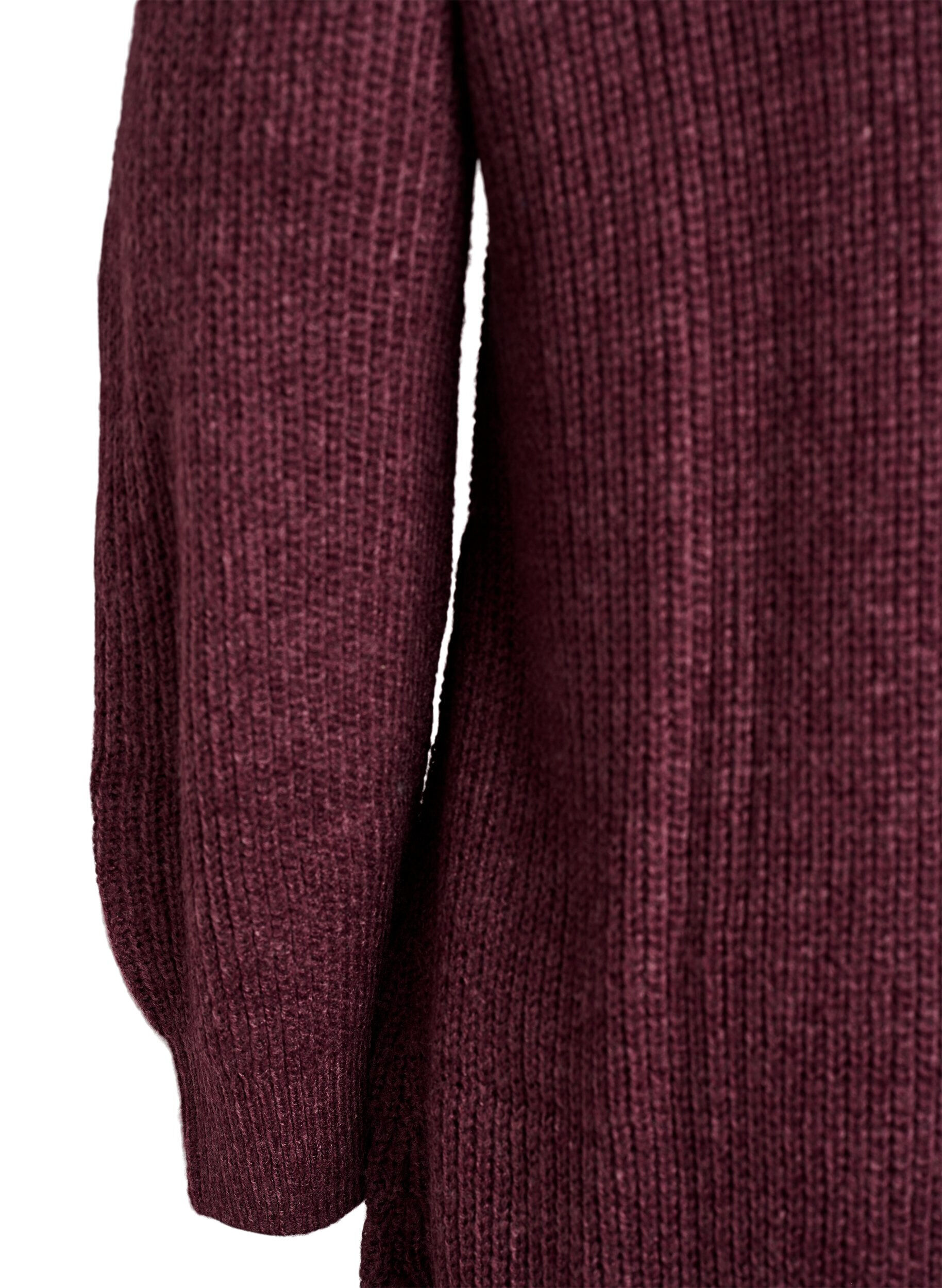 Zizzi FLASH - Korte gebreide jurk met hoge hals, Rood, Packshot image number 3