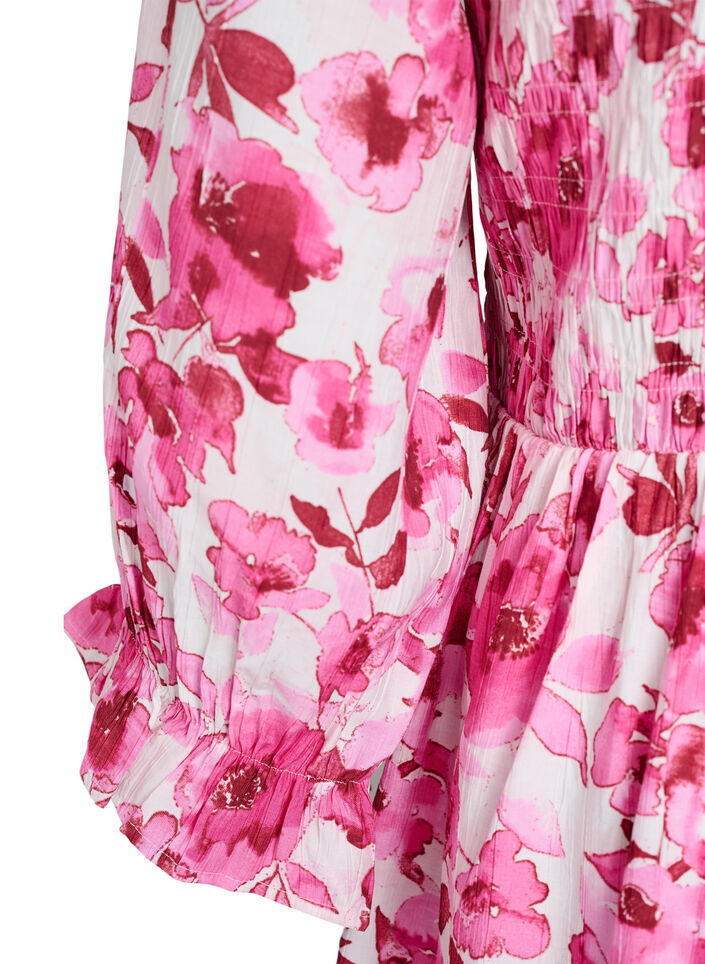 Gerimpelde jurk met bloemenprint, Roze, Packshot image number 3